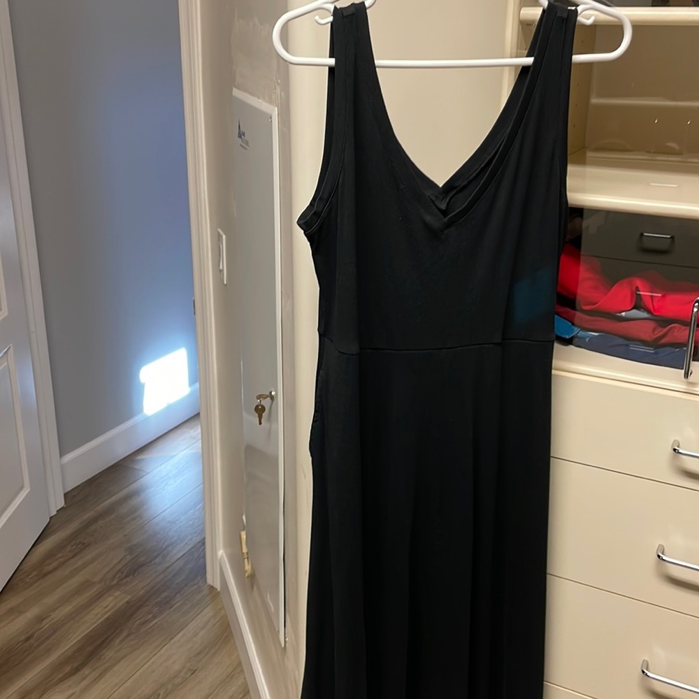 A New Day Black Midi Dress w/Pockets Large Summer Closet Staple! Work to Dinner